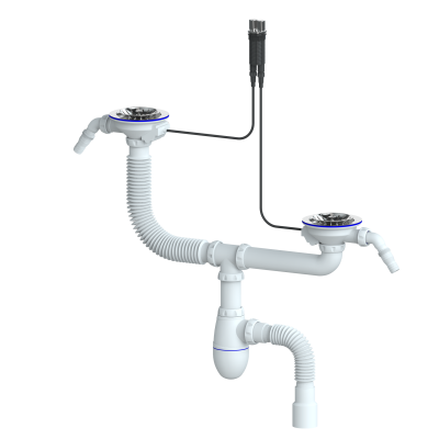 B750VK - сифон для двойной мойки-автомат